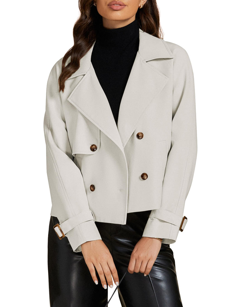 luvamia Jackets for Women Fashion Office Jackets for Women Womens Winter Trench Coat Cute Clothes Womens Office Attire Womens Clothes Womens Winter Coats Light Gray X-Large Fits Size 16 / Size 18