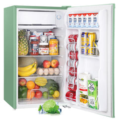 Upstreman 3.2 Cu.Ft Mini Fridge with Freezer Single Door Mini Fridge Dorm Fridge Adjustable Thermostat Mini Refrigerator for Bedroom Office Dorm Green-BR321