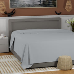 Soft Gray Twin Flat Sheet 100% Cotton Twin Flat Sheet Only College Dorm Room Essentials Breathable & Comfortable Cool & Crisp Percale Weave Cotton Top Bed Sheet (Twin Soft Gray)