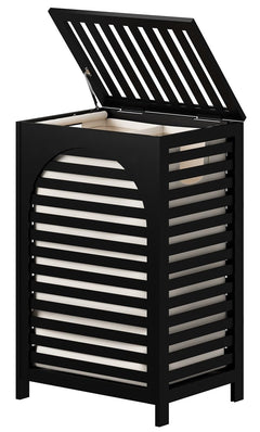 Black Laundry Hamper Laundry Hamper with Lid 22.5 Gallon (85L) Bamboo Wood Clothes Laundry Basket with Lid and Handles Removable Liner