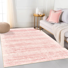 Miukiki Area Rug 6x9 Pink Large Area Rugs for Girls Bedroom Non-Slip Soft Nursery Kids Room Rug Contemporary Thin Throw Carpet for Dorm Living Room Decor(Pink 6x9)