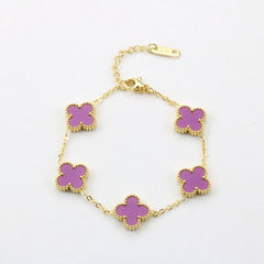 High-End Four Leaf Clover Bracelet in Titanium Steel