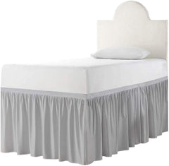 Dorm Room Bed Skirt - Ruffled Dorm Sized College Dorm Bed Skirt - Long Bed Skirt Dorm - Extra Long Dorm Room Bedskirts 46-Inch Tailored Drop - 100% Microfiber Bed Skirts (Light Grey Twin-XL/46 Drop)